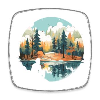 Angeln in der Wildnis – Vintage Natur Landschaft D - Viereckiger Kühlschrankmagnet - Weiß - Vorne