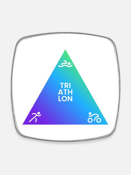 Logo triathlon triangulaire dégradé - Magnet carré - blanc