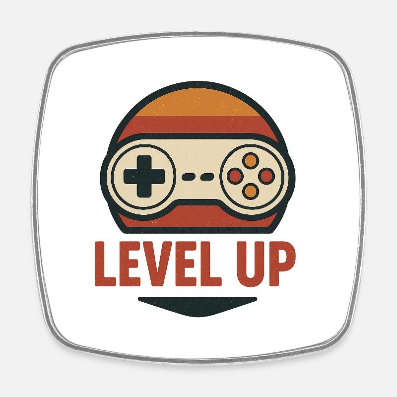 Graphiques de manette rétro Level Up - Magnet carré - blanc