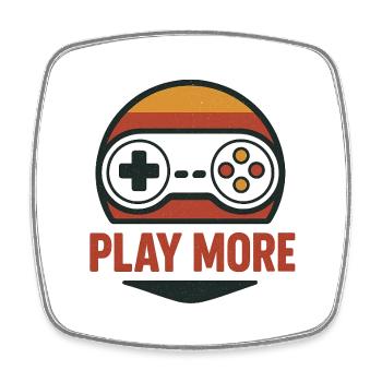 Retro Controller Motiv Play More - Viereckiger Kühlschrankmagnet - Weiß - Vorne