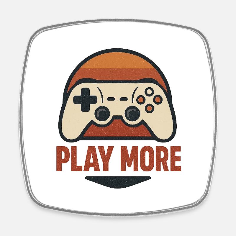 Motif de manette rétro - Magnet carré - blanc