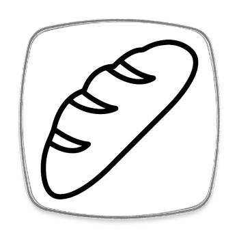Croquis de pain – Design de motif de cuisson minimaliste - Magnet carré - blanc - Devant