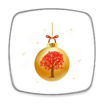 Goldenes Ornament 974 extravaganter roter Baum - Viereckiger Kühlschrankmagnet - Weiß - Vorne