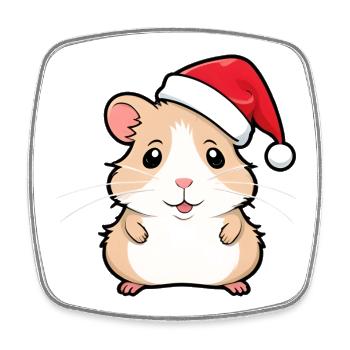 Hase? Nein Hamster Weihnacht - Viereckiger Kühlschrankmagnet - Weiß - Vorne
