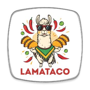 LamaTaco Fiesta Llama - Square fridge magnet - white - Front