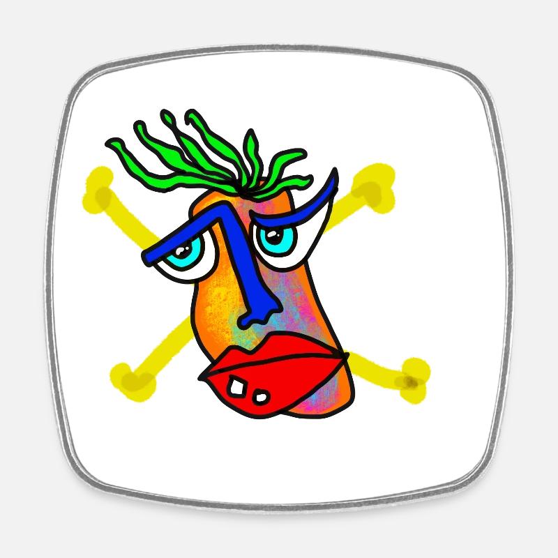 Colorful Face with Bone Backdrop - Square fridge magnet - white