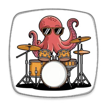 Batteur Octopus Band Groove - Magnet carré - blanc - Devant
