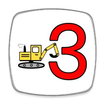 Excavator - Square fridge magnet - white - Front