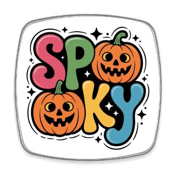 Spooky Kürbis Pop Schriftzug - Viereckiger Kühlschrankmagnet - Weiß - Vorne