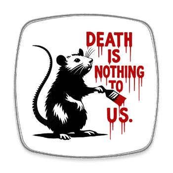 Rat avec du sang écrivant message de mort - Magnet carré - blanc - Devant