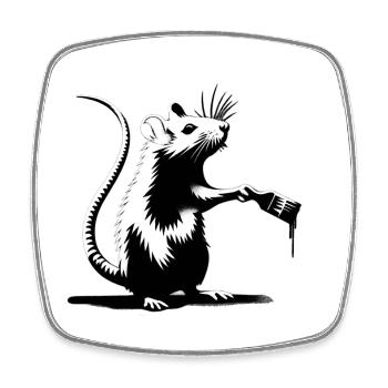 Rat Paints Goutte de peinture | Dicton propre - Magnet carré - blanc - Devant