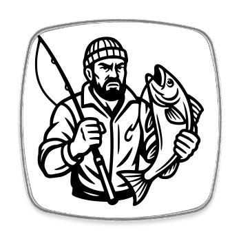 Angler - Viereckiger Kühlschrankmagnet - Weiß - Vorne