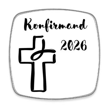 Konfirmand 2026 Konfirmation Fisch taucht in Kreuz - Viereckiger Kühlschrankmagnet - Weiß - Vorne