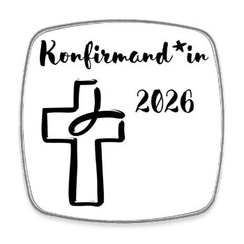 Celebrate Confirmation 2026 in a gender-appropriate way Fish Cross - Square fridge magnet - white - Front