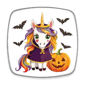 Halloween Unicorn Pumpkin Magic - Square fridge magnet - white - Front
