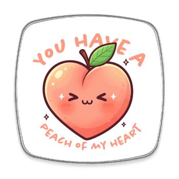 Kawaii Pêche Coeur Salutation Amour - Magnet carré - blanc - Devant