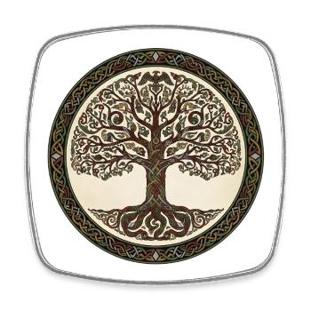 Lebensbaum Yggdrasil im keltischen Knotenkreis - Viereckiger Kühlschrankmagnet - Weiß - Vorne
