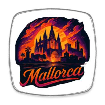 Mallorca Insel Urlaub Silhouette Sommer Geschenk - Viereckiger Kühlschrankmagnet - Weiß - Vorne