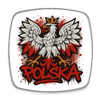 Polen Polska Adler Flagge Fahne Graffiti Geschenk - Viereckiger Kühlschrankmagnet - Weiß - Vorne