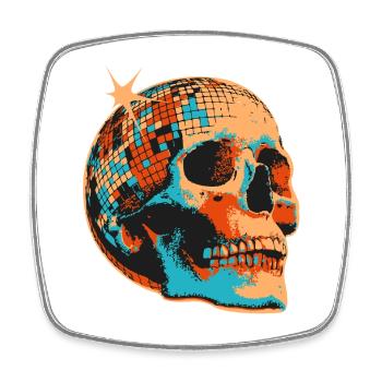 Disco Skull Mosaic - Square fridge magnet - white - Front