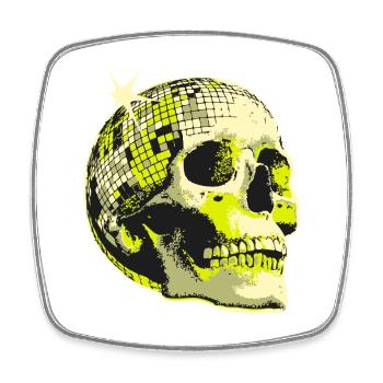 Neon Skull Disco Ball - Square fridge magnet - white - Front