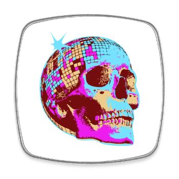 Disco Skull Mosaic - Square fridge magnet - white - Front