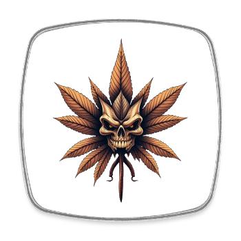 Crâne Feuille Gothique Cannabis - Magnet carré - blanc - Devant