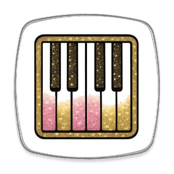 Glitter Piano Pastel Glam - Square fridge magnet - white - Front