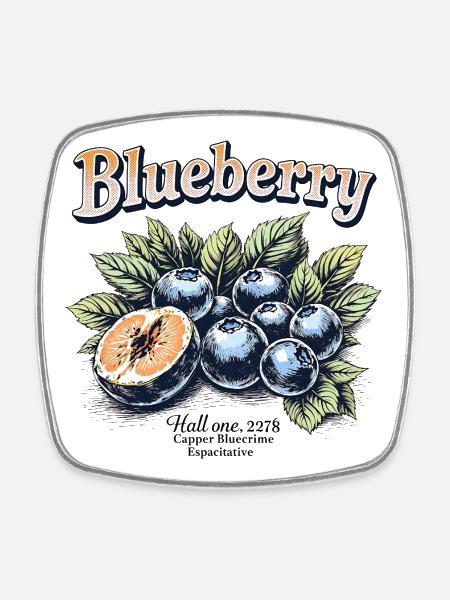 Vintage Blaubeeren - Viereckiger Kühlschrankmagnet - Weiß