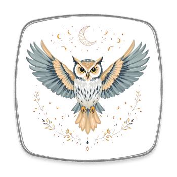 Boho Eule - Viereckiger Kühlschrankmagnet - Weiß - Vorne