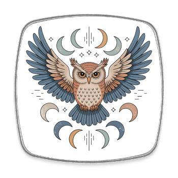 Boho Eule - Viereckiger Kühlschrankmagnet - Weiß - Vorne