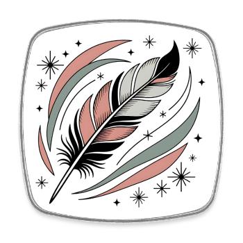 Boho Seele Feder - Viereckiger Kühlschrankmagnet - Weiß - Vorne