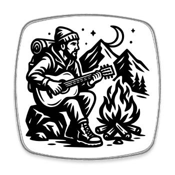 Feu de camp - Magnet carré - blanc - Devant