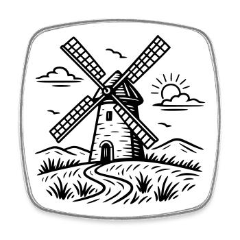 Moulin à vent - Magnet carré - blanc - Devant