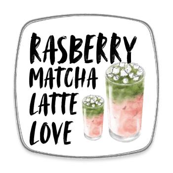 Rasberry Matcha Latte Love Matcha Lover Saying - Square fridge magnet - white - Front