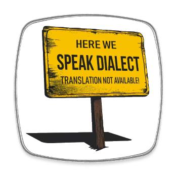 Here we speak Dialect – translation not available! - Viereckiger Kühlschrankmagnet - Weiß - Vorne