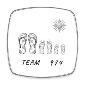 Team 974 Savates  Soleil Dessin Graphique - Magnet carré - blanc - Devant