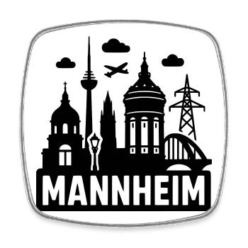 Mannheim Silhouette - Square fridge magnet - white - Front