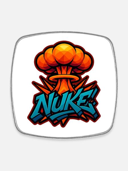 NUKE!  - Graffiti Explosion | exclusive Design - Square fridge magnet - white