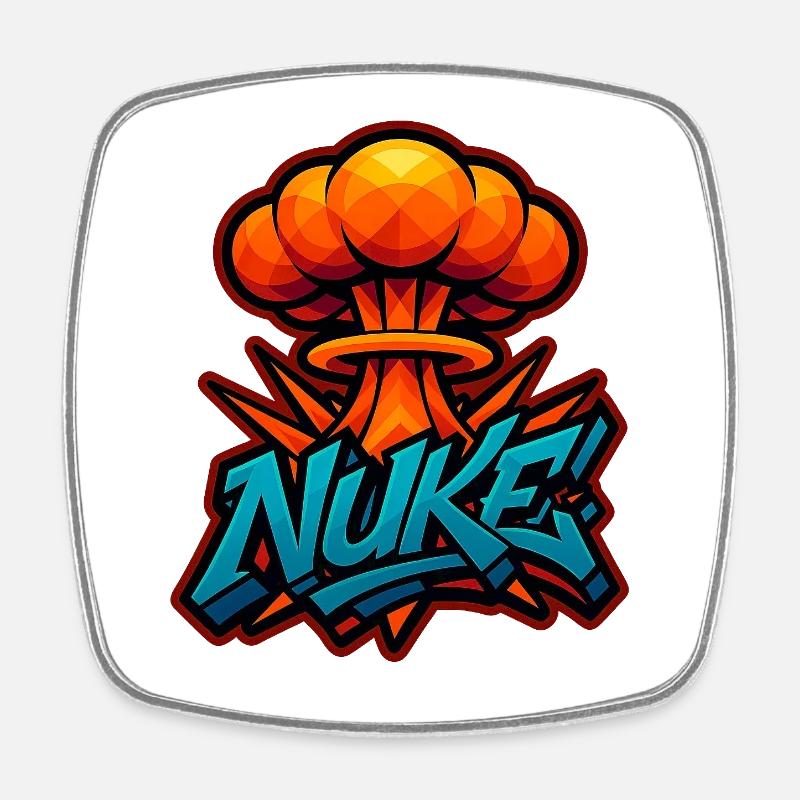 NUKE!  - Graffiti Explosion | exclusive Design - Square fridge magnet - white