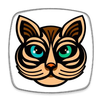 Illustration de chat mystique à deux yeux - Magnet carré - blanc - Devant
