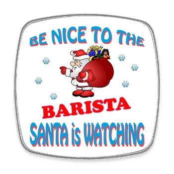 SANTA BARISTA - Viereckiger Kühlschrankmagnet - Weiß - Vorne