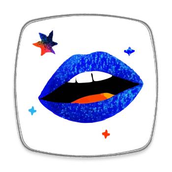 Electric Blue Lip Pop - Square fridge magnet - white - Front