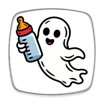 Geisterbaby mit Flasche - Viereckiger Kühlschrankmagnet - Weiß - Vorne