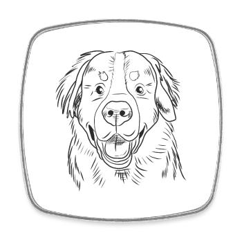 Berner Sennenhund Stubborn Lustige Designskizze - Viereckiger Kühlschrankmagnet - Weiß - Vorne