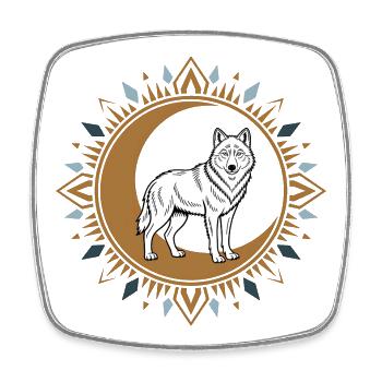 Boho Wolf - Square fridge magnet - white - Front