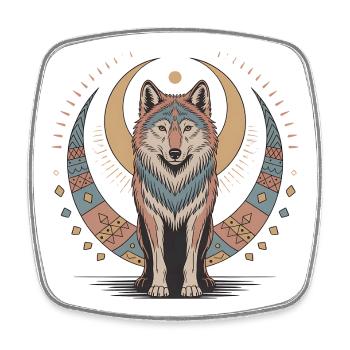 Boho Wolf - Square fridge magnet - white - Front