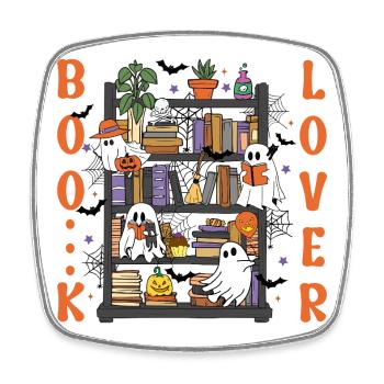 Halloween Ghost Shelf - Square fridge magnet - white - Front