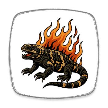 Flames Gila Crustacean Lizard - Square fridge magnet - white - Front