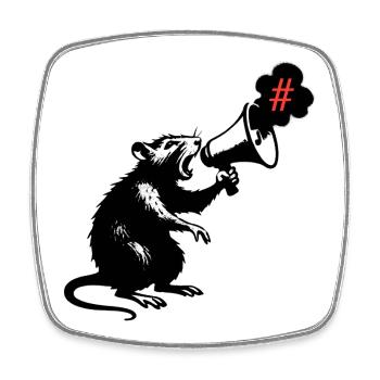 Ratte macht Stunk | Street-Art-Stencil-Stil - Viereckiger Kühlschrankmagnet - Weiß - Vorne